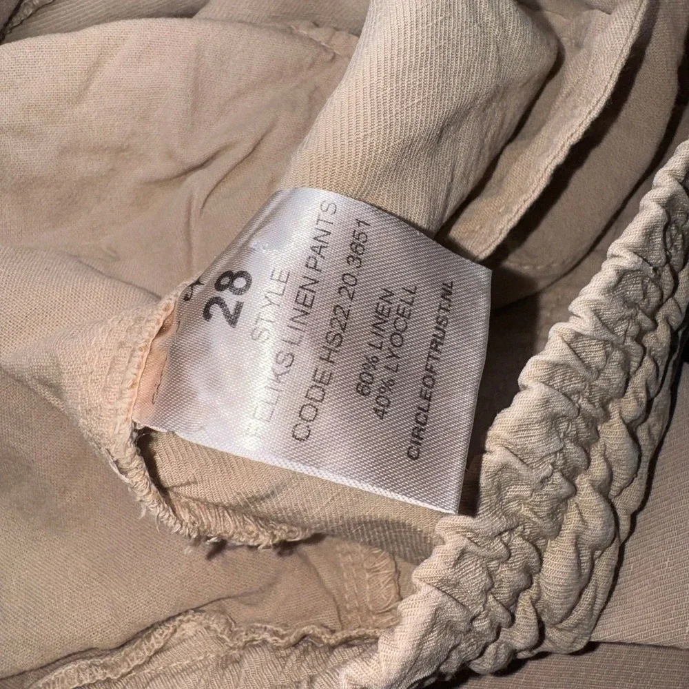 Circle of Trust Women's Khaki Linen Drawstring Pants - Size 28 (Size 6) - Picture 7 of 10